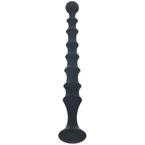 Shots Toys LEVELZ Ribbed Silicone Flared Anal Beads Black 26.7cm
