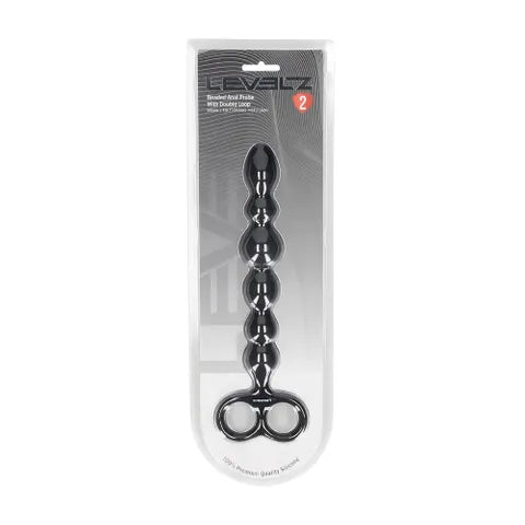 Shots Toys LEVELZ Beaded Silicone Anal Beads With Double Loop Black 24.5cm