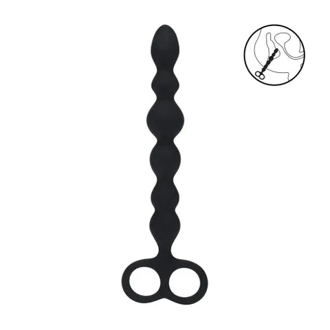 Shots Toys LEVELZ Beaded Silicone Anal Beads With Double Loop Black 24.5cm