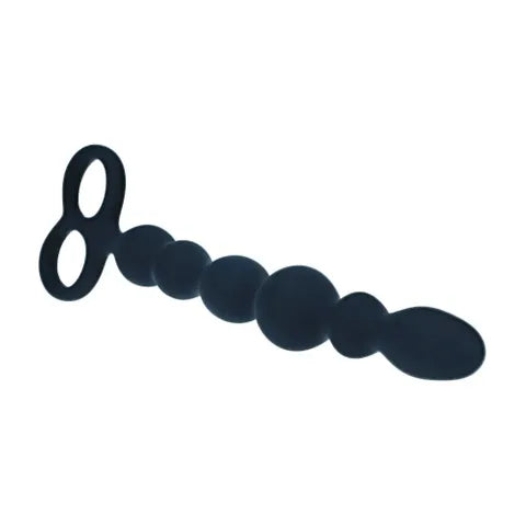 Shots Toys LEVELZ Beaded Silicone Anal Beads With Double Loop Black 24.5cm