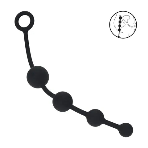 Shots Toys LEVELZ Curved Silicone Anal Beads Black 29.5cm