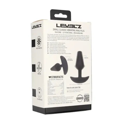 Shots Toys LEVELZ Classic USB Rechargeable Vibrating Silicone Anal Plug Small Black