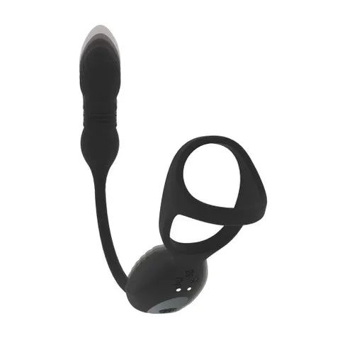 Shots Toys LEVELZ Vibrating & Thrusting TriO Cock Ring With Prostate Stimulator Black