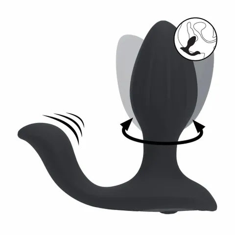 Shots Toys LEVELZ USB Rechargeable Vibrating & Rotating Anal Plug With Ball Stimulator Black 10.7cm