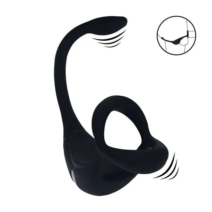 Shots Toys LEVELZ Remote Controlled Vibrating TriO Cock Ring With Prostate Stimulator Black