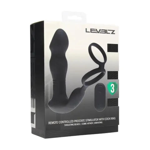 Shots Toys LEVELZ Remote Controlled Prostate Stimulator With Cock Ring Black