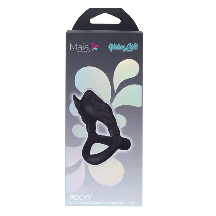 Maia ROCKY USB Rechargeable Vibrating Cock & Balls Ring Black