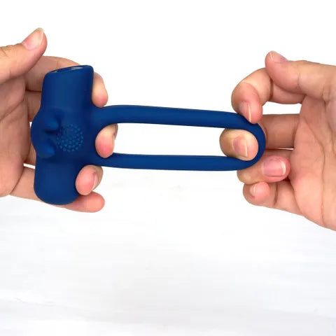 Maia HUXLEY USB Rechargeable Strong Vibrating Cock Ring Blue
