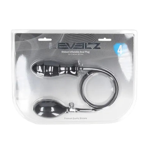 Shots Toys LEVELZ Ribbed Inflatable Anal Plug Black