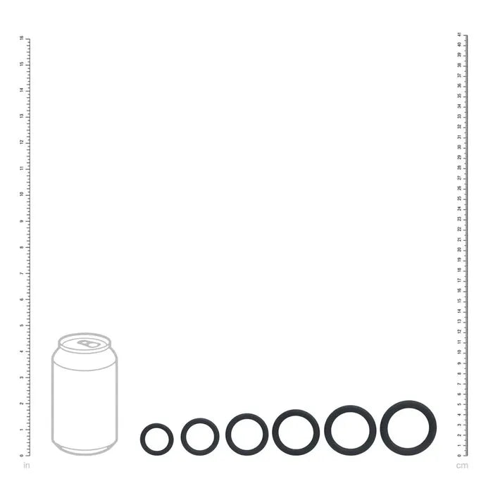 Shots Toys LEVELZ Classic Silicone Cock Ring Set Of 6 Black