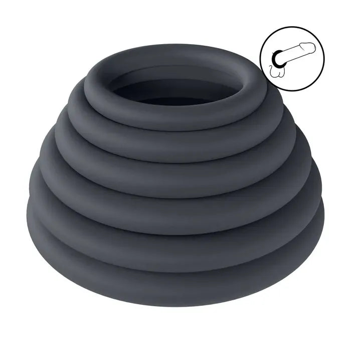 Shots Toys LEVELZ Classic Silicone Cock Ring Set Of 6 Black