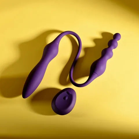 Playboy Pleasure THIS & THAT USB Rechargeable Flexible Dual Ended Vibrator Purple 60cm