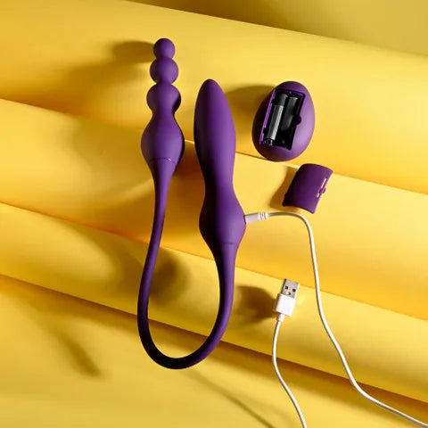 Playboy Pleasure THIS & THAT USB Rechargeable Flexible Dual Ended Vibrator Purple 60cm