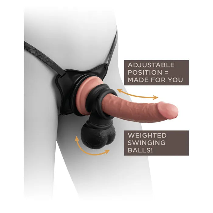 King Cock Elite Deluxe Silicone Body Dock Kit - Body Dock Strap-On Harness with 20.3 cm Dong & Swinging Balls Ring Pipedream