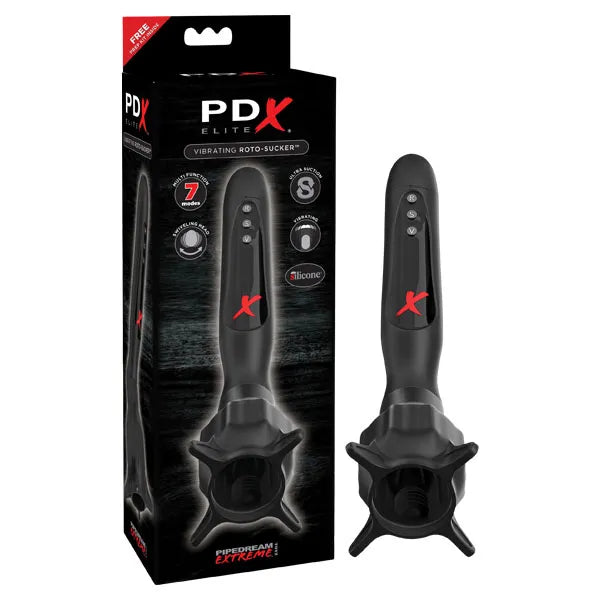 Pipedream PDX Elite Vibrating Roto Sucker Vibrating Head Masturbator Black Pipedream