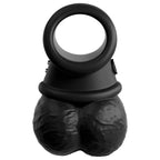 Pipedream King Cock Elite The Crown Jewels Vibrating Silicone Balls USB Rechargeable Vibrating Cock Ring Black Pipedream