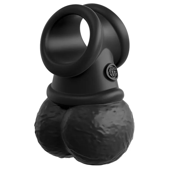 Pipedream King Cock Elite The Crown Jewels Vibrating Silicone Balls USB Rechargeable Vibrating Cock Ring Black Pipedream