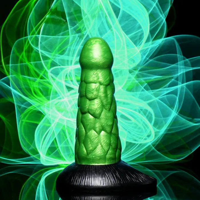 XR Brands Creature Cocks Radioactive Reptile Thick Scaly Silicone Dildo 19cm Green XR Brands