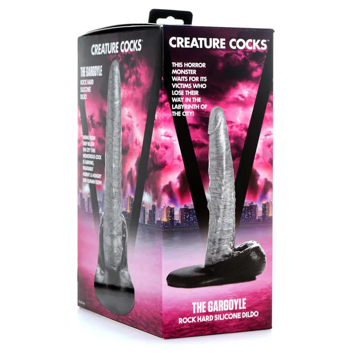 XR Brands Creature Cocks The Gargoyle Rock Hard Silicone Fantacy Dildo 23.6cm Silver XR Brands