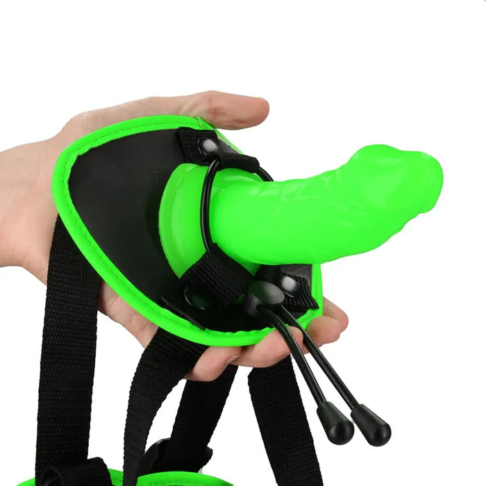 OUCH! Glow In The Dark Strap-on Harness - Glow in Dark 14.5 cm Strap-On Shots Toys