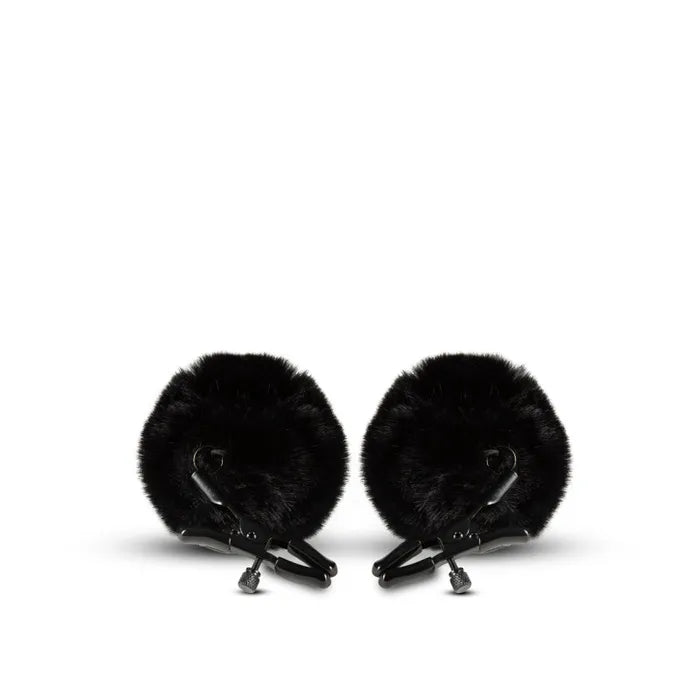 Blush Novelties Noir Pom Adjustable Furry Nipple Clamps