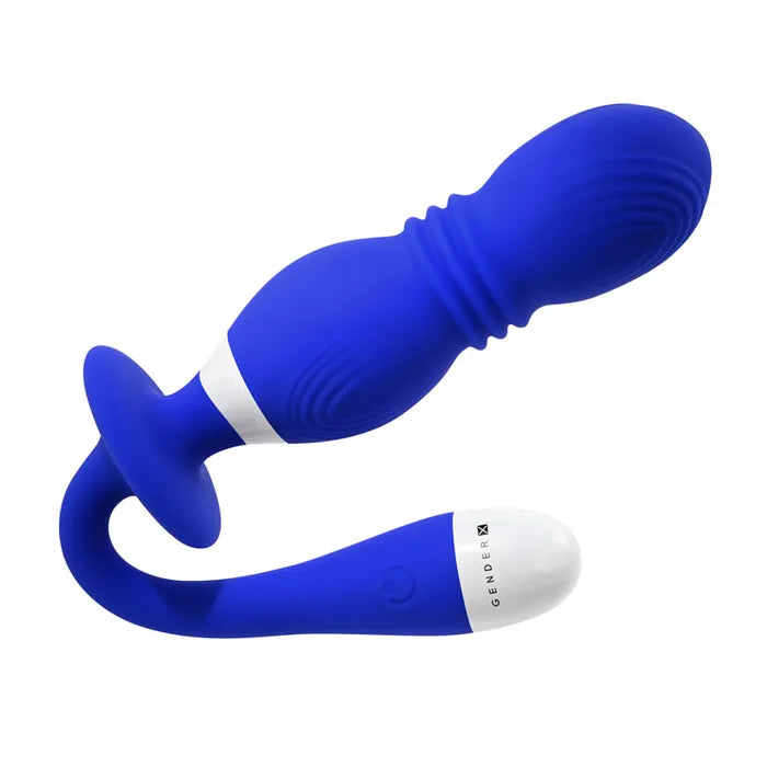Gender X PLAY BALL USB Rechargeable Thrusting & Vibrating Orbs 25cm Blue Gender X
