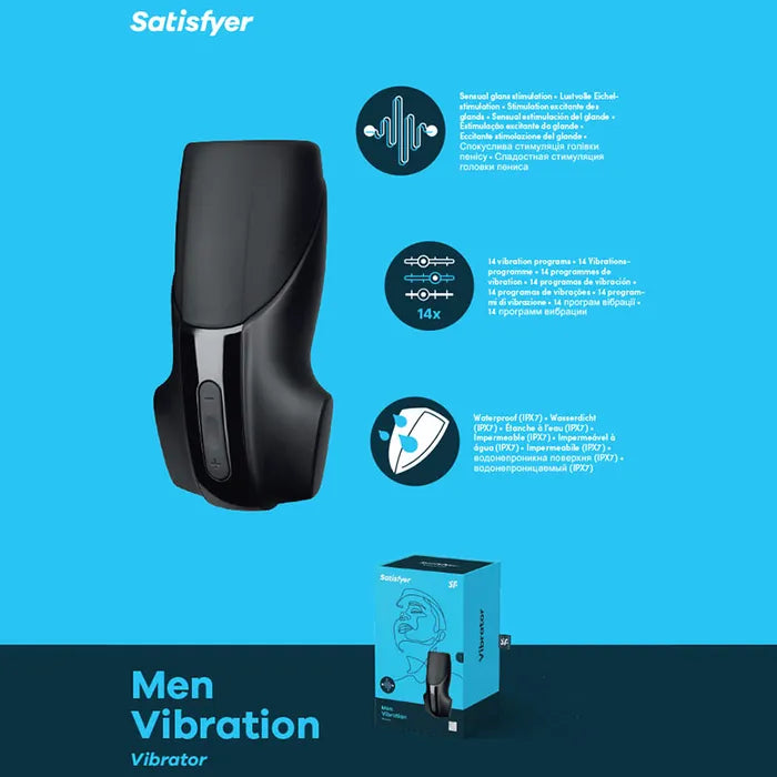 Satisfyer Men Vibration USB Rechargeable Masturbator Black Satisfyer