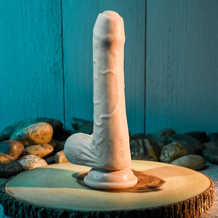 Evolved PEEK A BOO VIBRATING DILDO LIGHT USB Rechargeable Vibrating Uncut Dong 20.3cm Flesh Evolved