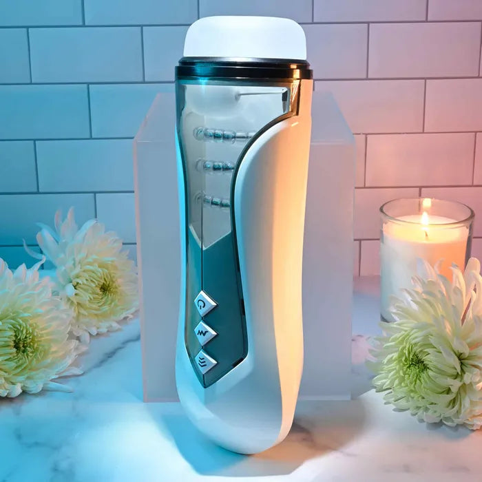 Zero Tolerance STROKING BUDDY USB Rechargeable Vibrating & Thrusting Stroker White Zero Tolerance