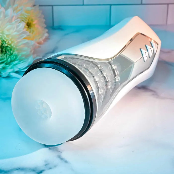 Zero Tolerance STROKING BUDDY USB Rechargeable Vibrating & Thrusting Stroker White Zero Tolerance