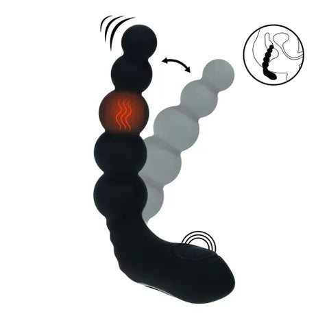 Shots Toys LEVELZ Rechargeable Beaded Heating + Vibrating Prostate Massager Black