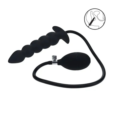 Shots Toys LEVELZ Beaded Inflatable Anal Plug Black