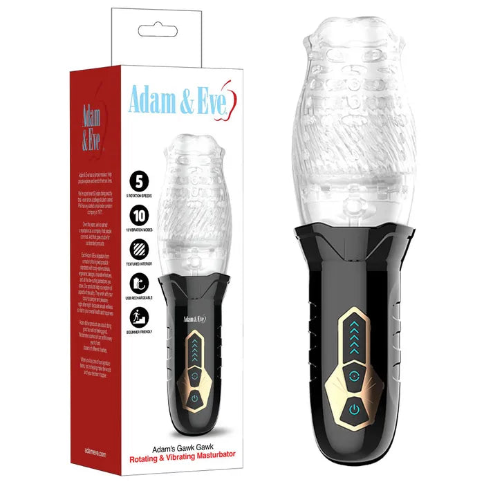 Adam & Eve Adam's Gawk Gawk USB Rechargeable Rotating Masturbator Clear Adam & Eve