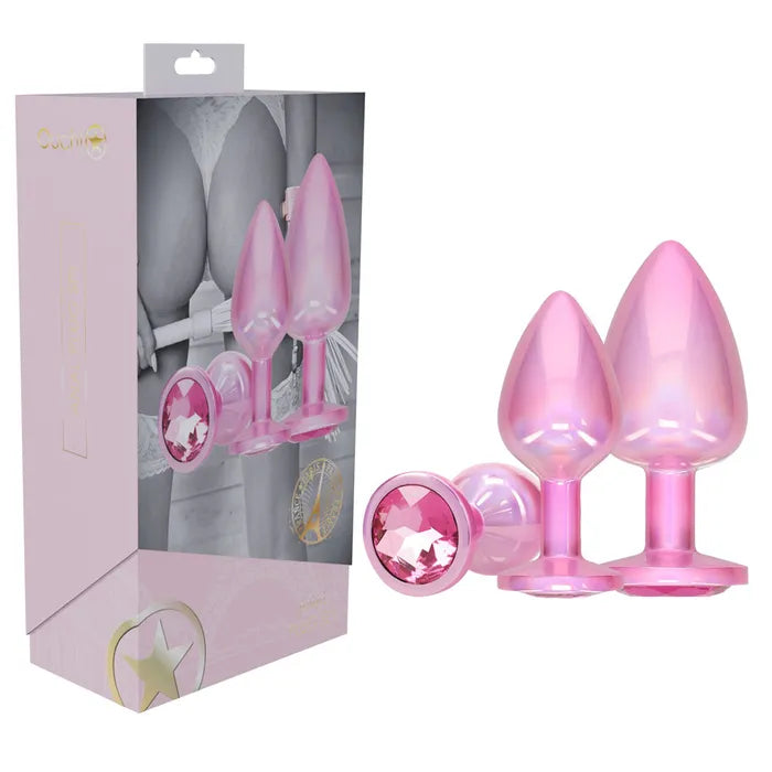 Shots Toys OUCH! Paris Collection Metal Anal Plug Set With Gem Bases Set Of 3 Sizes Shots Toys