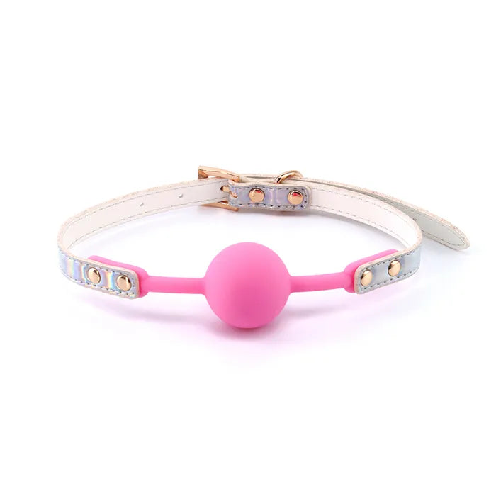 Cosmo Bondage Ball Gag Mouth Restraint Metallic Rainbow / Pink NS Novelties