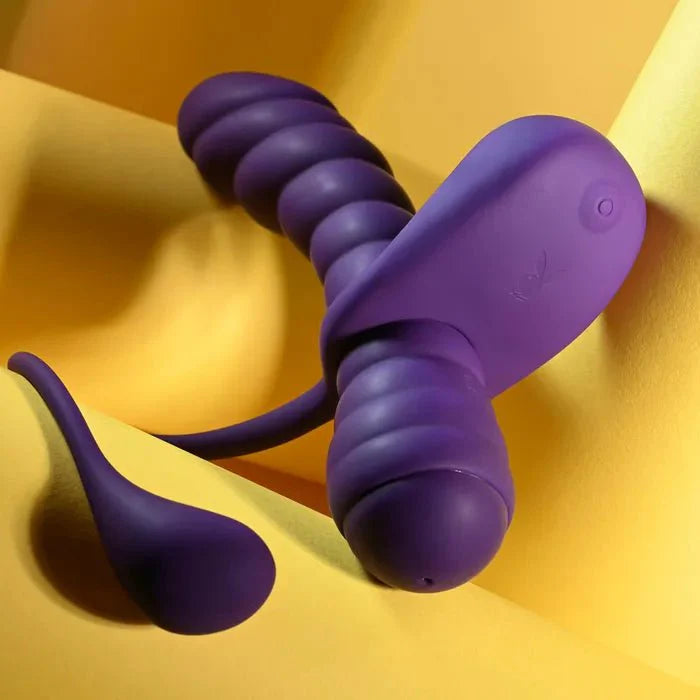 Playboy Pleasure TWISTED PLAYGROUND USB Rechargeable Vibrator & Cock Ring Kit - LOVVA