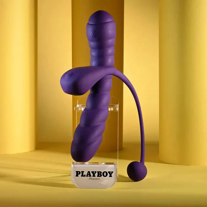 Playboy Pleasure TWISTED PLAYGROUND USB Rechargeable Vibrator & Cock Ring Kit - LOVVA