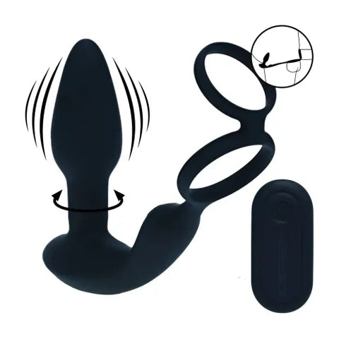 Shots Toys LEVELZ Dual Vibrating Prostate Stimulator With Cock Ring Black