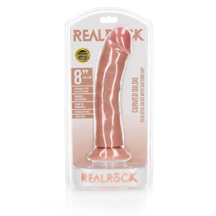 Shots Toys REALROCK Realistic Regular Curved Dildo With Suction Cup 8 Inch - LOVVA