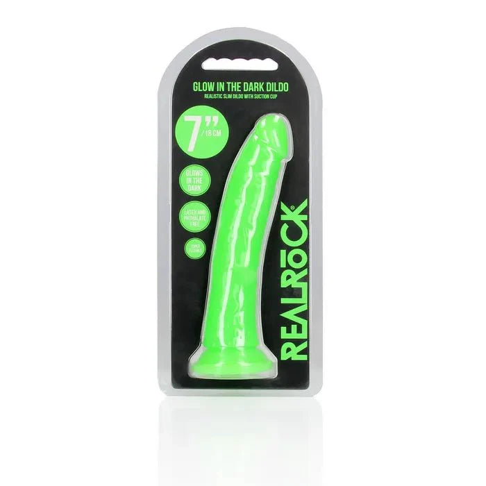 Shots Toys REALROCK Slim Glow In The Dark Neon Dong 7 Inch - LOVVA